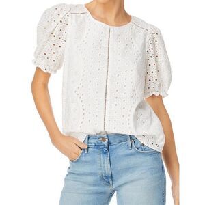 NEW Parker Womens XS Short Sleeve Holland Eyelet Blouse